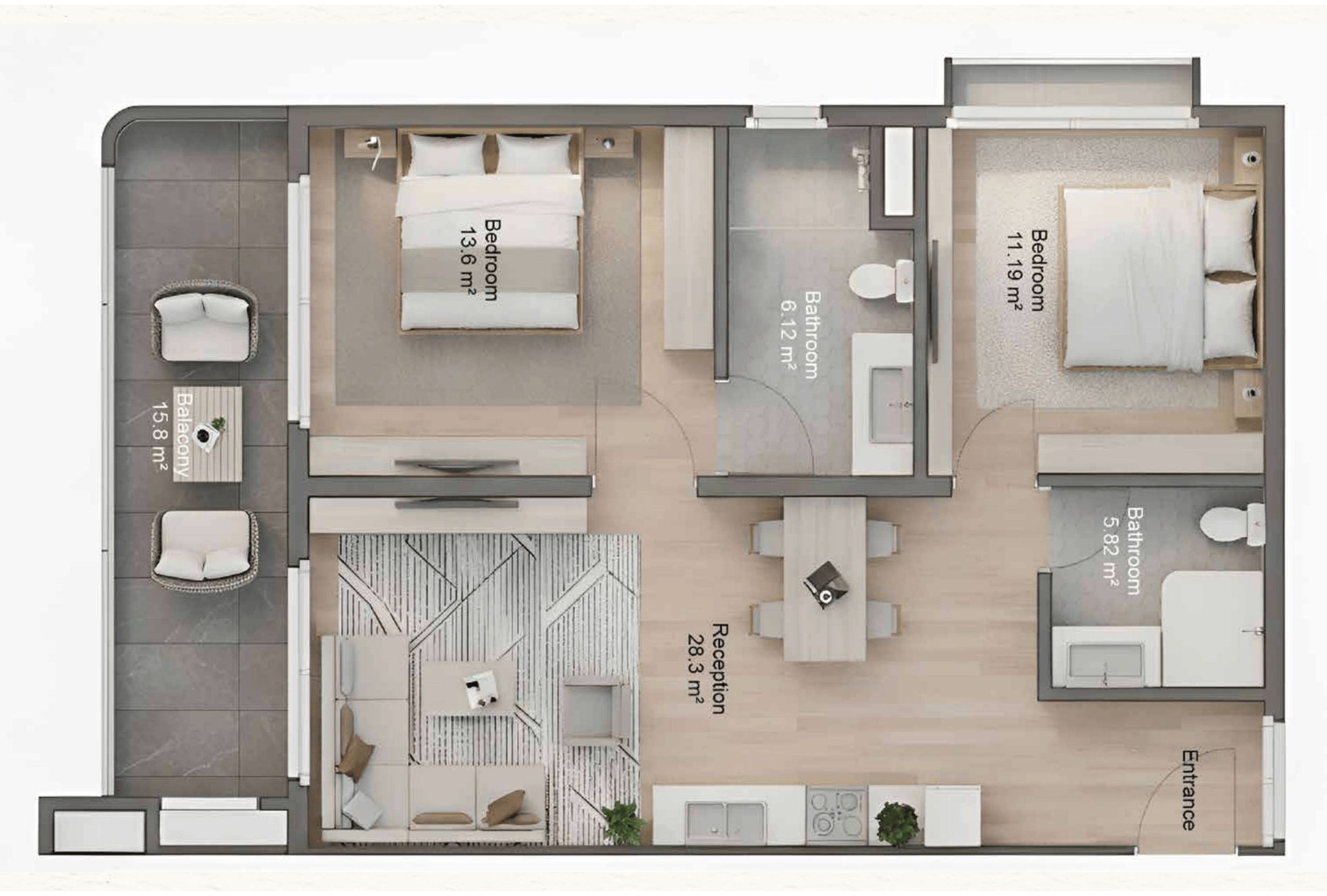 2 Bedroom Sanctuary Floor Plan